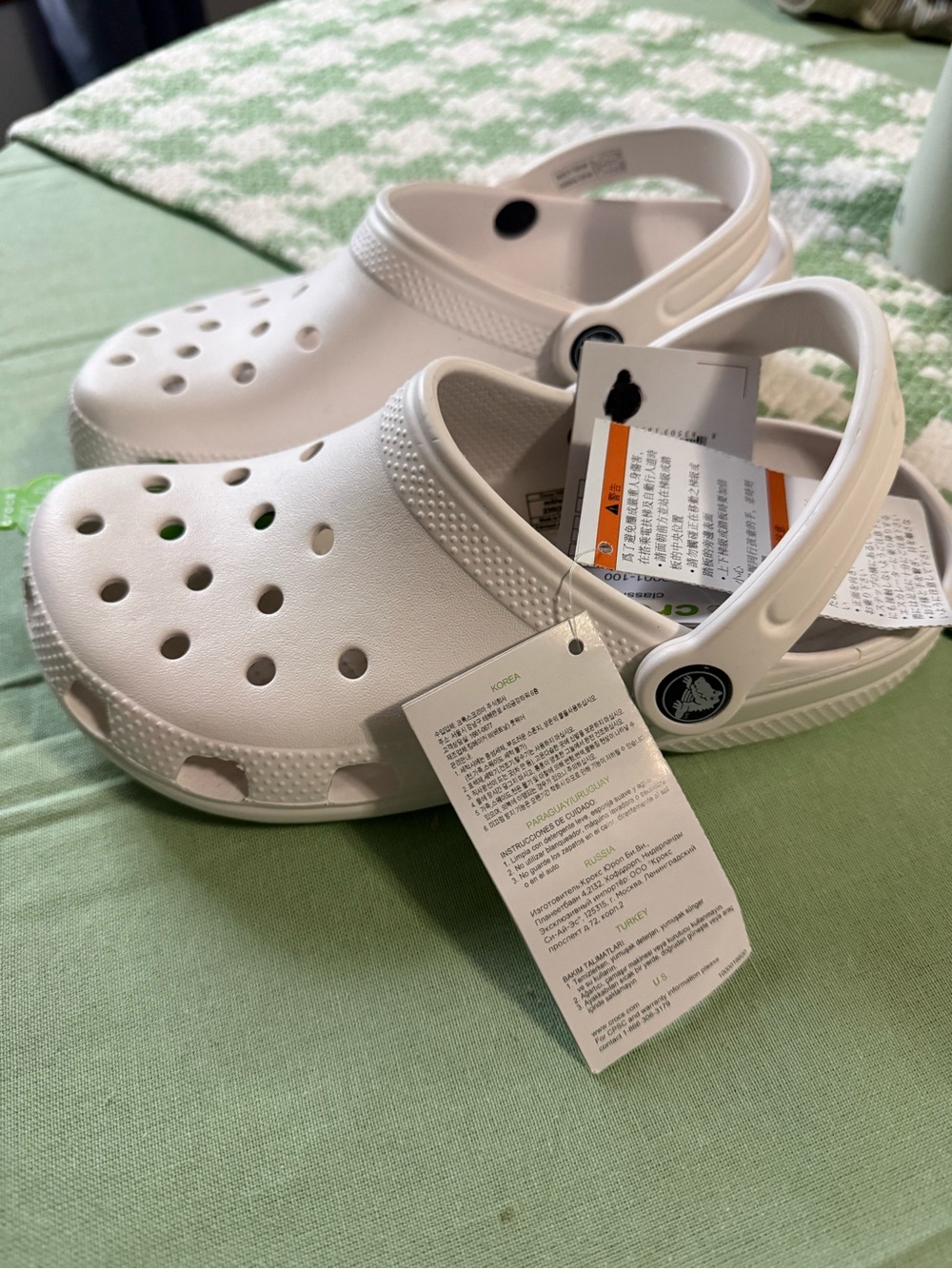CROCS Kids White Classic Clog with Heel Strap